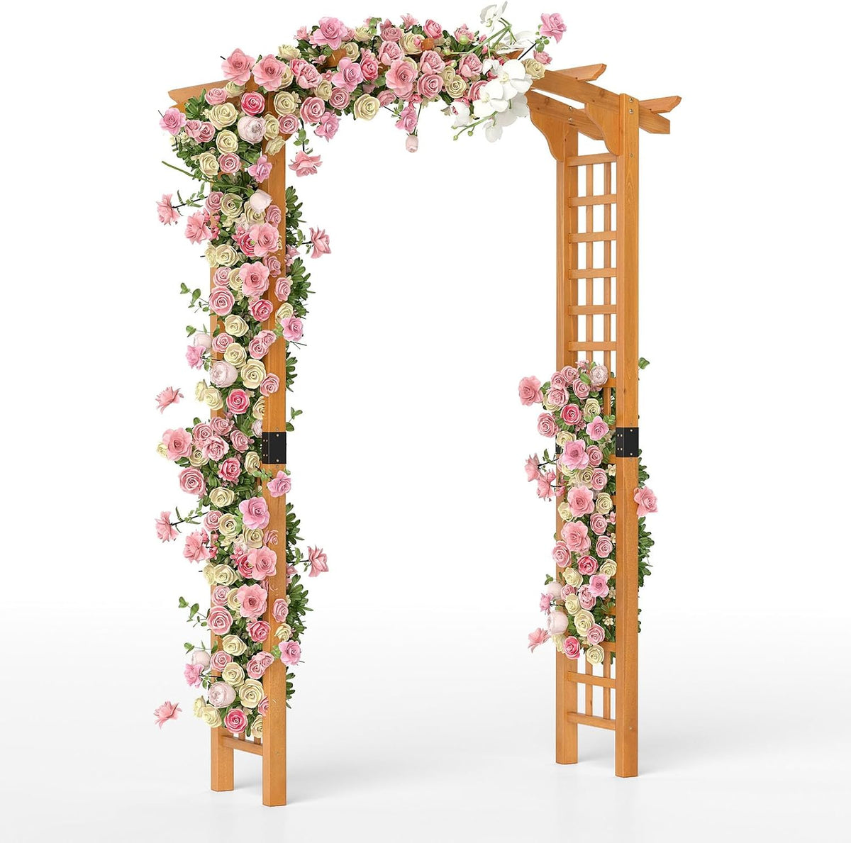HAPPYGRILL 7.5 FT Wooden Garden Arch, Outdoor Arbor for Climbing Plants