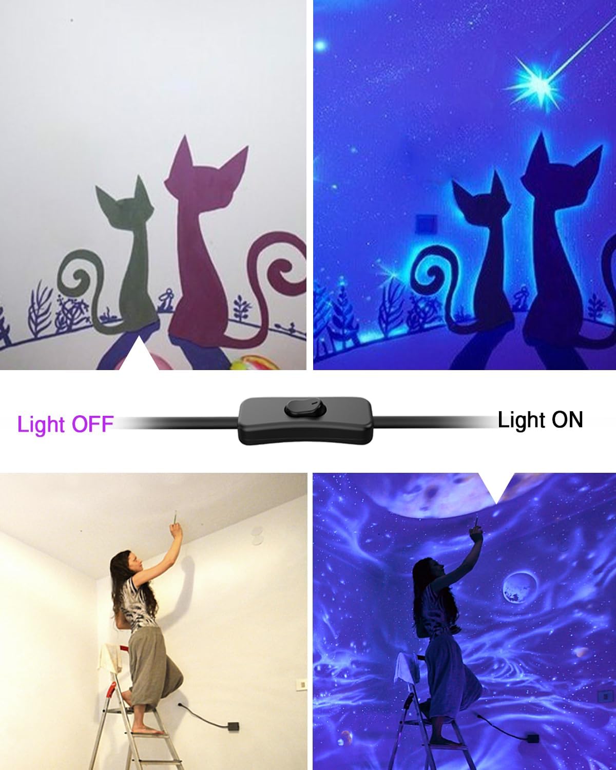 Onforu 4 Pack 42W LED Black Lights, Blacklight Bars with Plug and Switch, Glo...