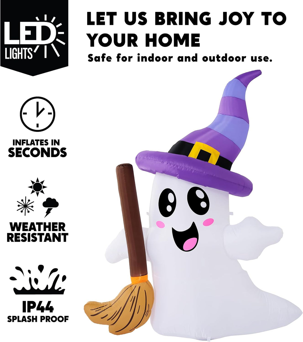JOYIN Halloween Inflatables Ghost Outdoor Decorations, Cute Blow Up Ghost Hol...