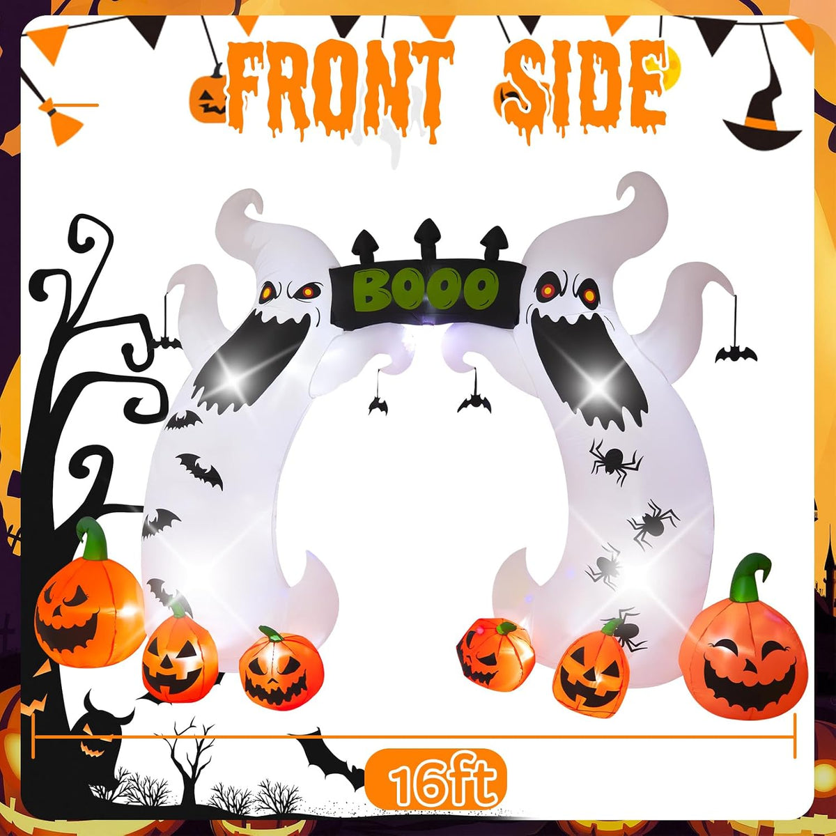 HZGDEJTG 16FT Ghost Archway, Halloween Outdoor Inflatable Decoration, Contain...