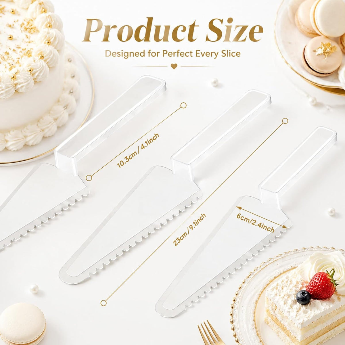 Suclain 200 Pcs Disposable Plastic Cake Cutter 9.1 Inch Bulk,Clear