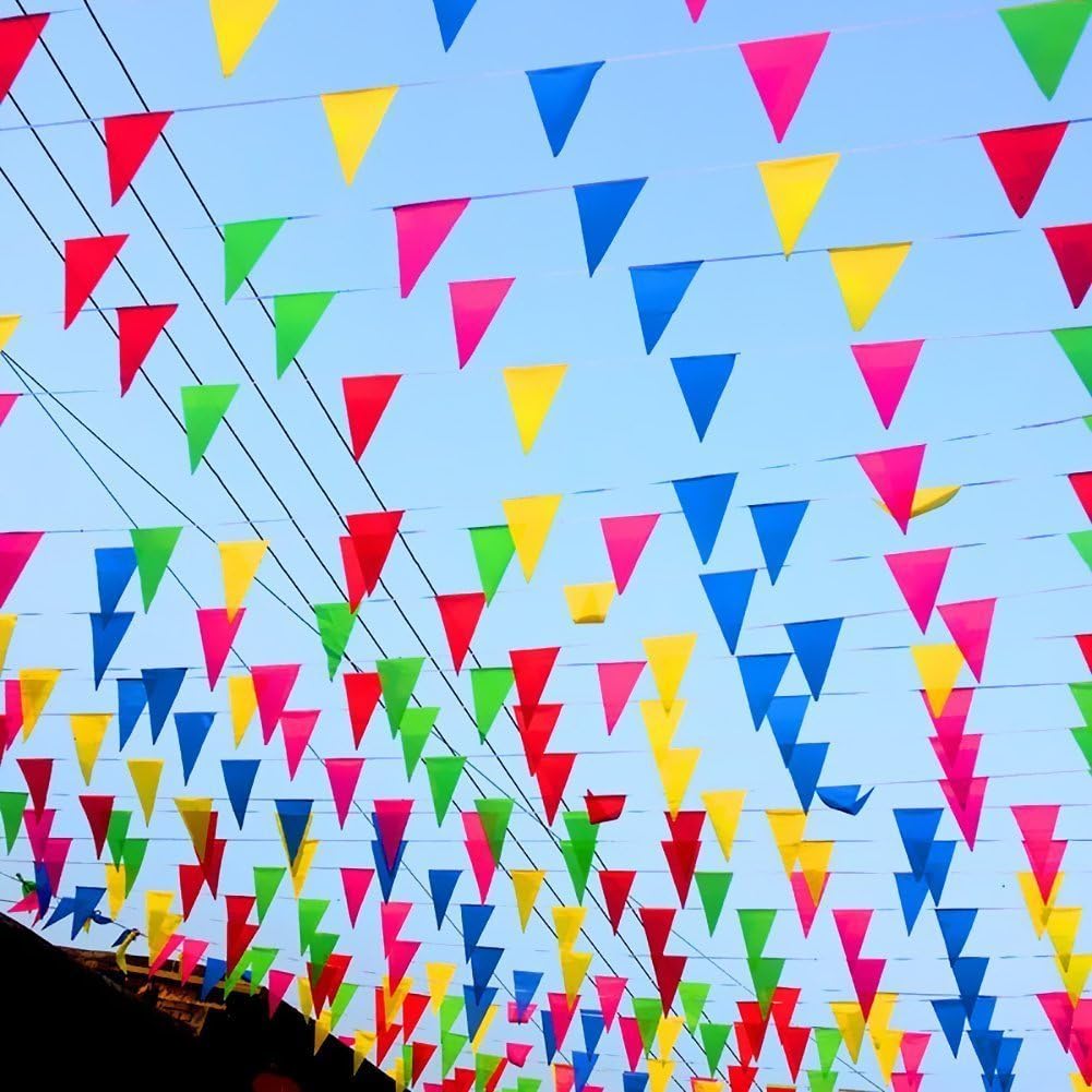 1000ft Multicolor Pennant Banners String Bunting Flag Banner,Nylon Fabric Dec...