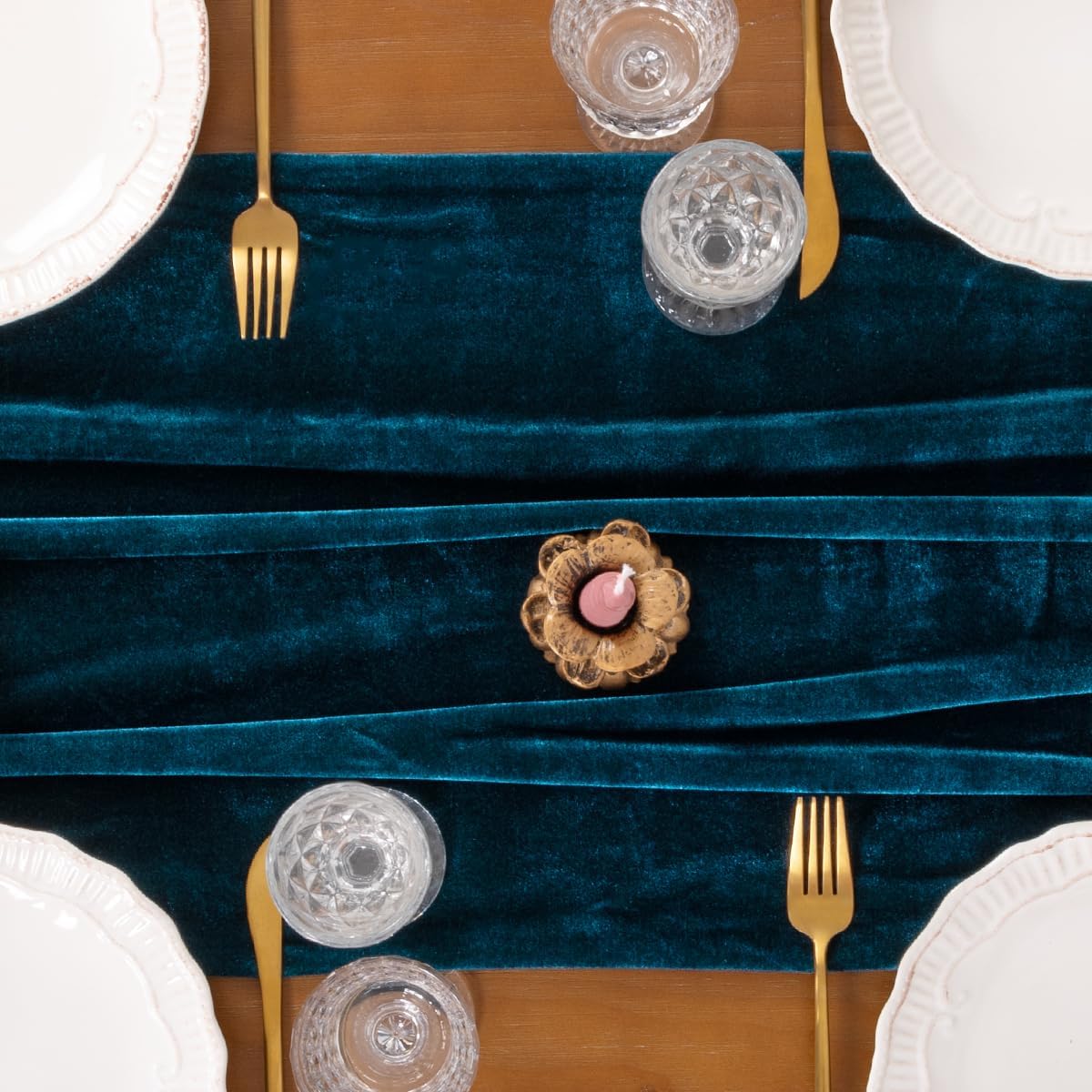 4Pack Peacock Velvet Table Runner Cloth Fall Luxurious Wedding Party Decor