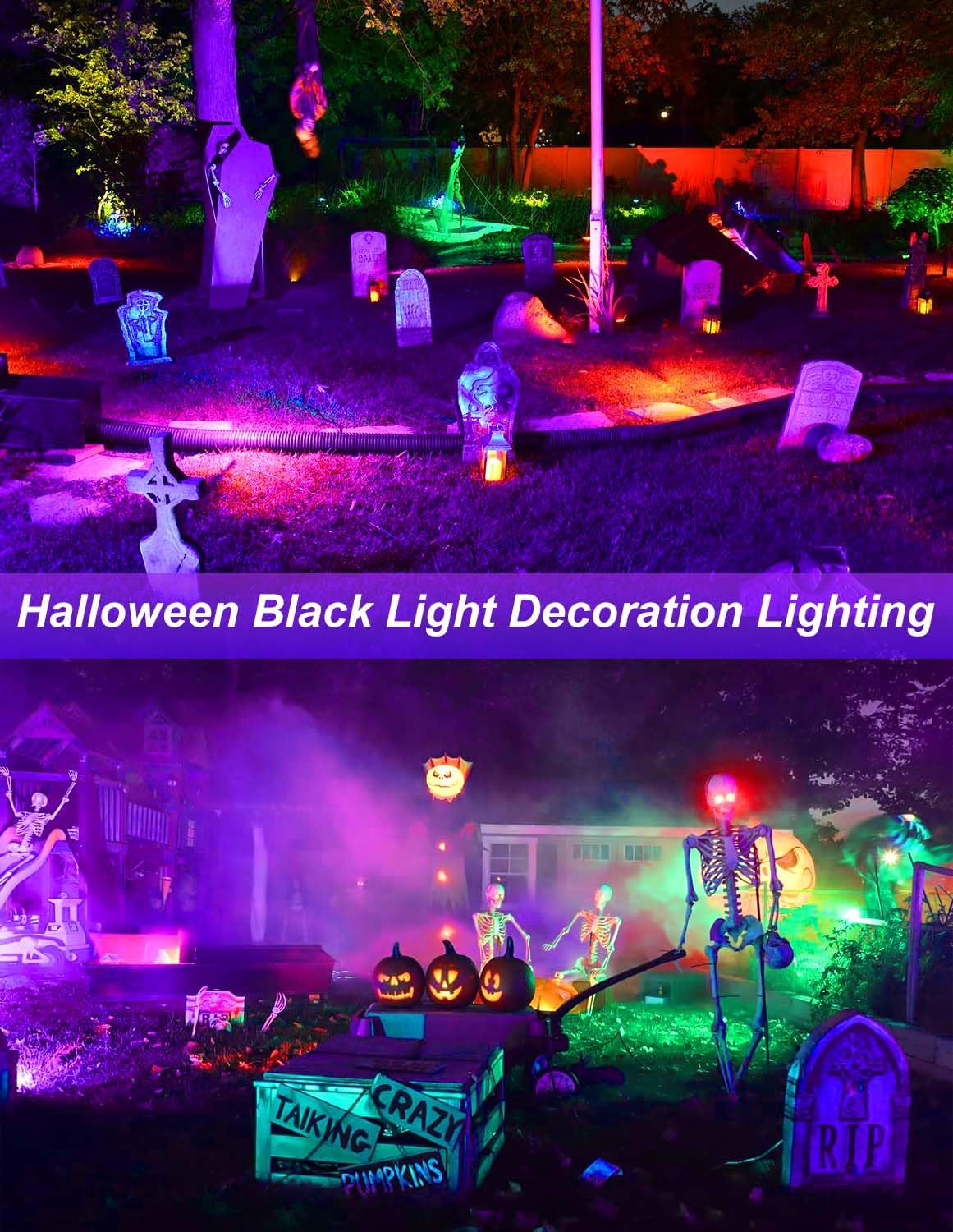 Halloween Outdoor Black Light Spotlight, LED Black Lights Waterproof Landscap...