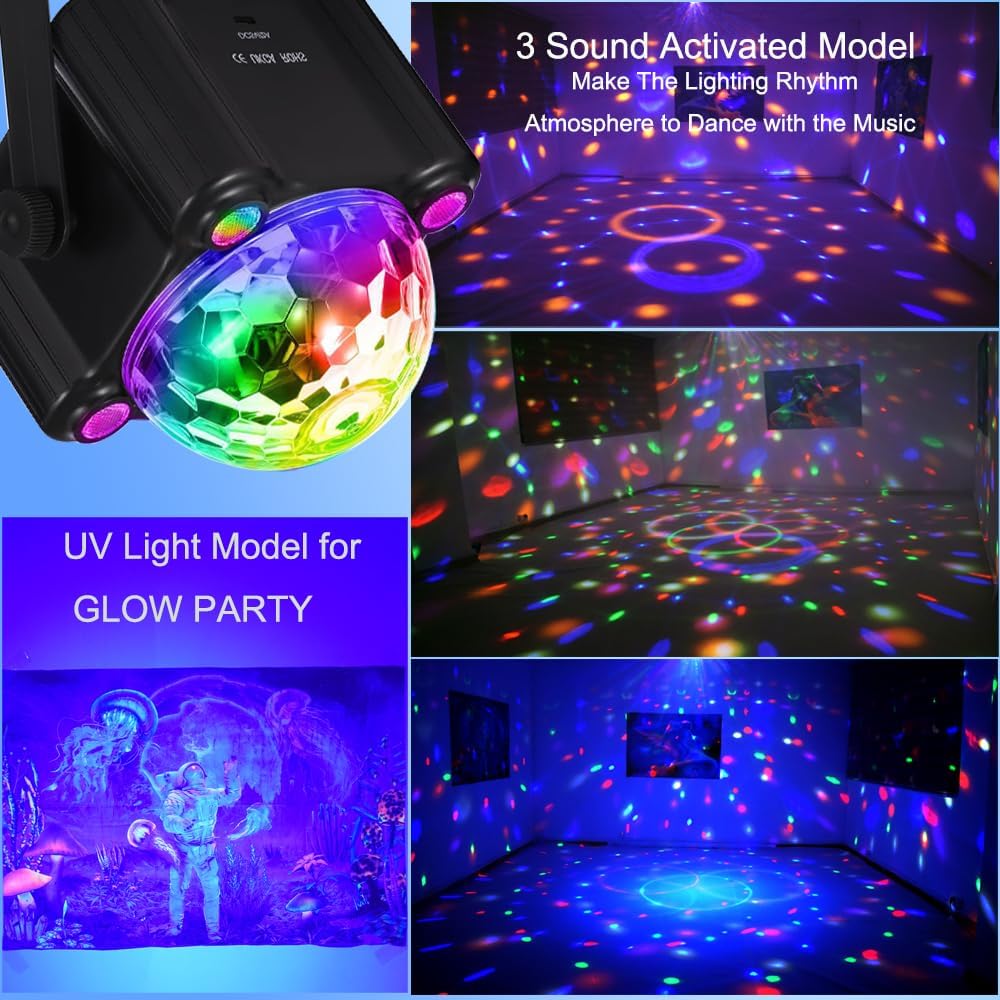 Disco Ball Party Lights, Disco Ball Decor Disco Light Sound Activated with Re...