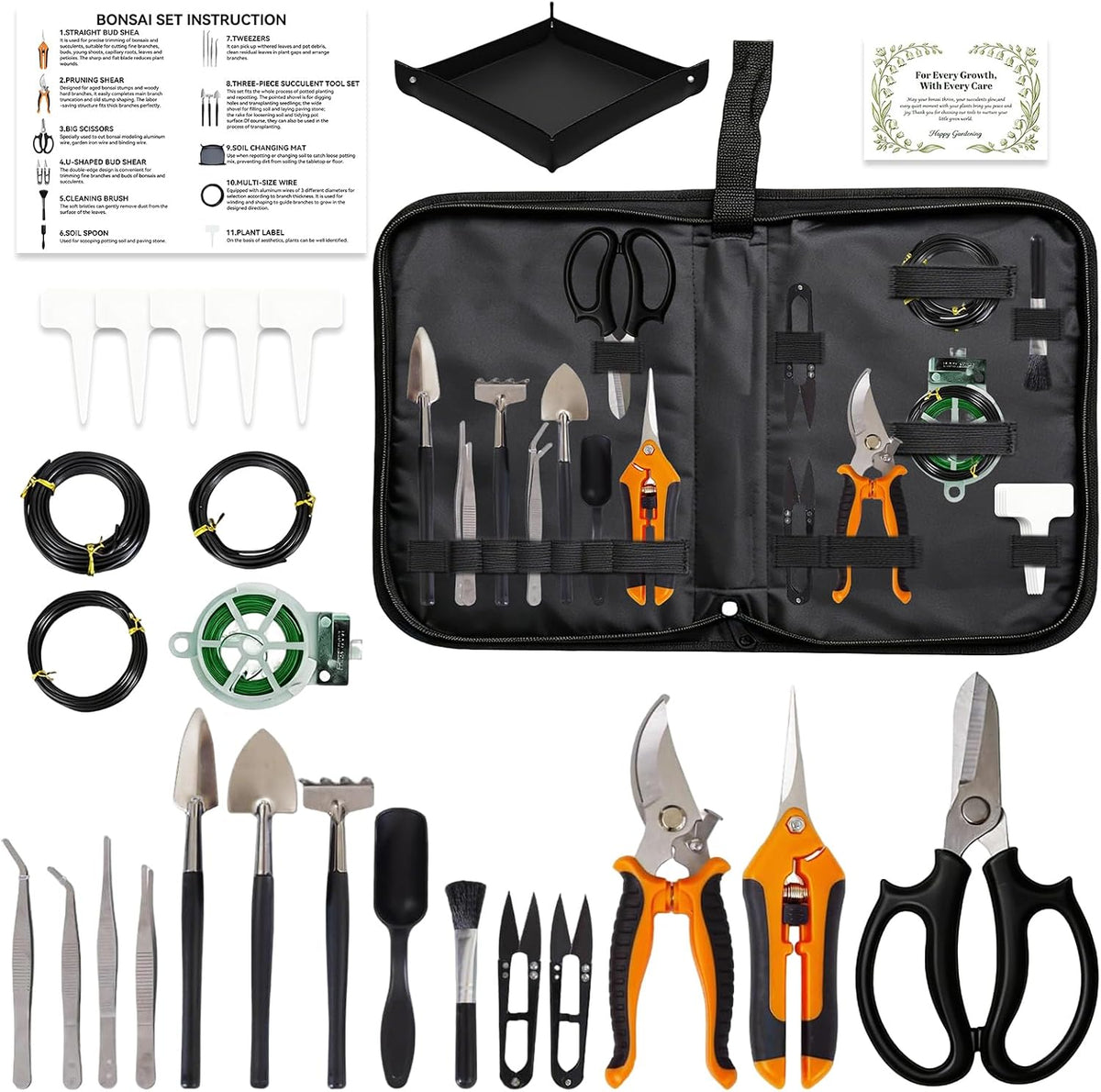 Bonsai Tools Set, 26 Pcs Garden Tools Set for Beginner, Includes Bonsai Wire ...