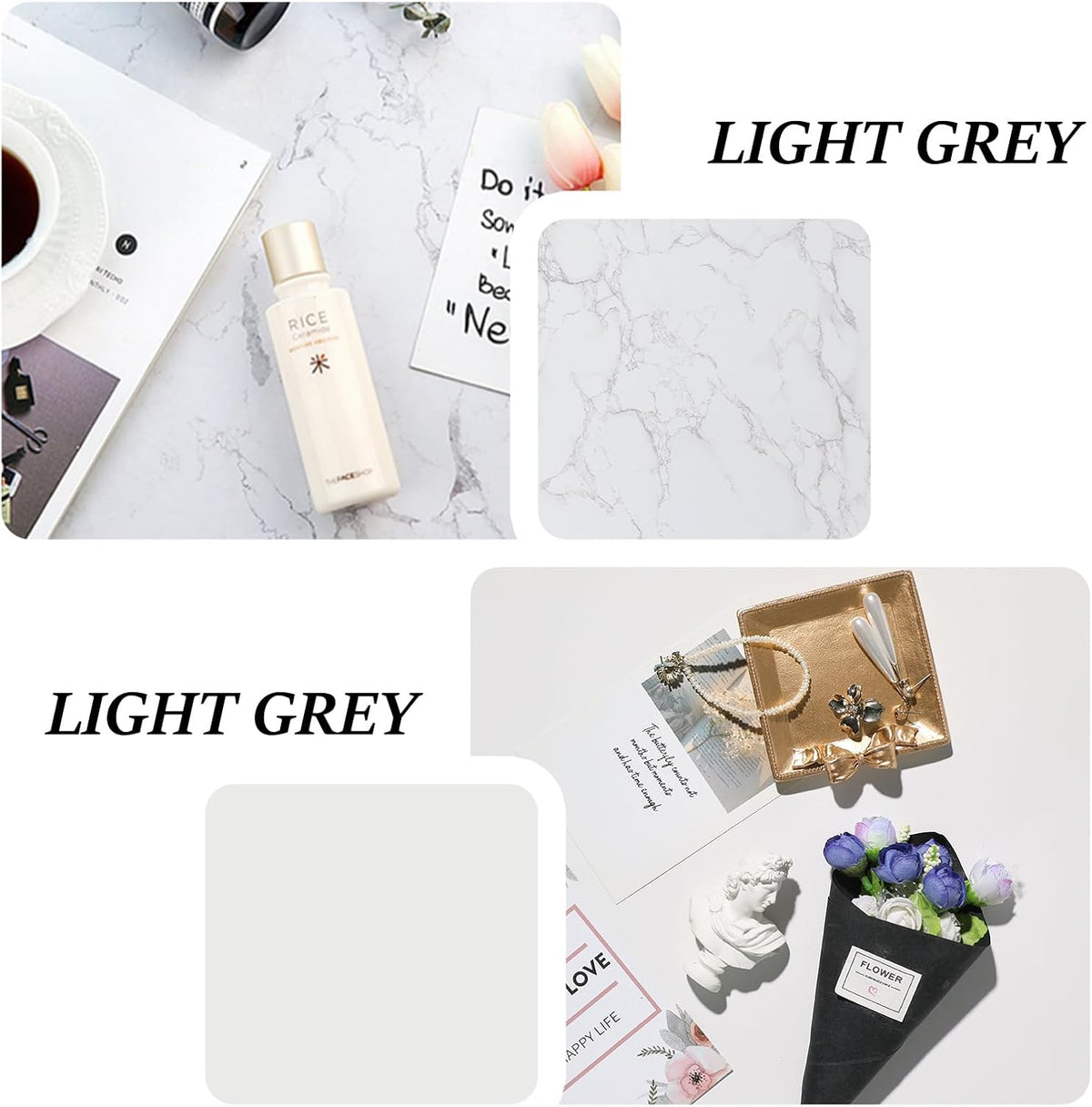2 PCS Boards Photo Backdrop 2 Marbles Texture for Flat Lay, Food Photography ...