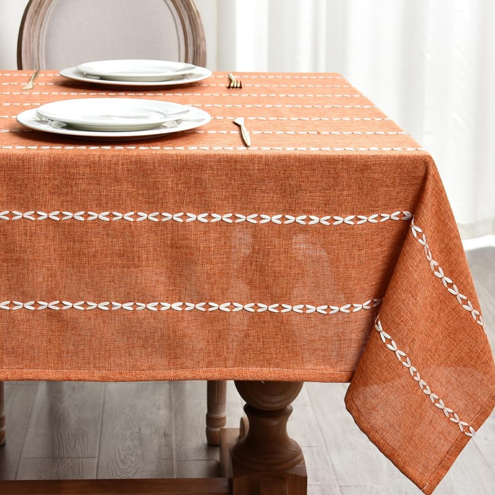 Zobesta Orange Tablecloths Rectangular 86x53 Inch Fall Table Cloth Linen