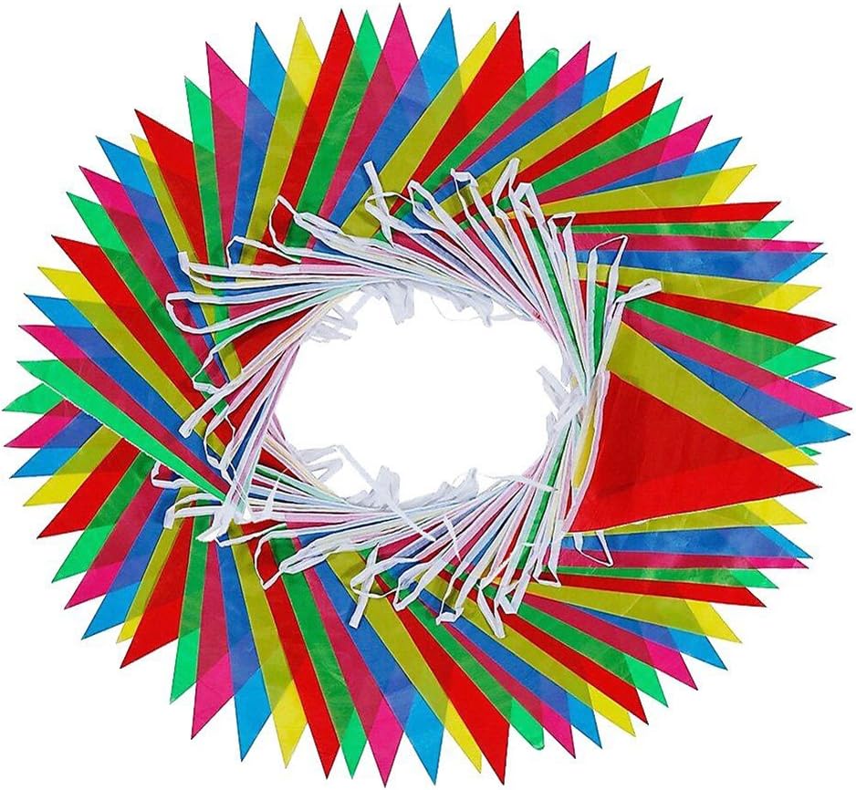 1000ft Multicolor Pennant Banners String Bunting Flag Banner,Nylon Fabric Dec...