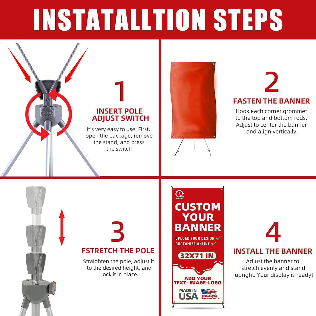 Custom Banner with X Stand 32" X 71",Banners and Signs Customize,Po...