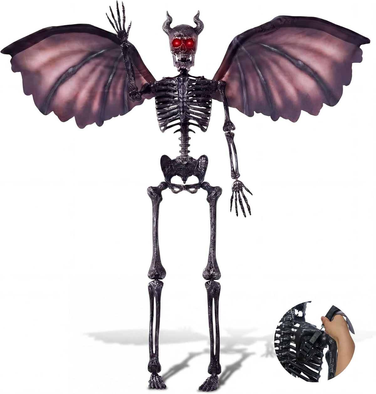 JOYIN 5FT Halloween Devil Skeleton Decor, Posable Life Size Skeleton, Full Bo...