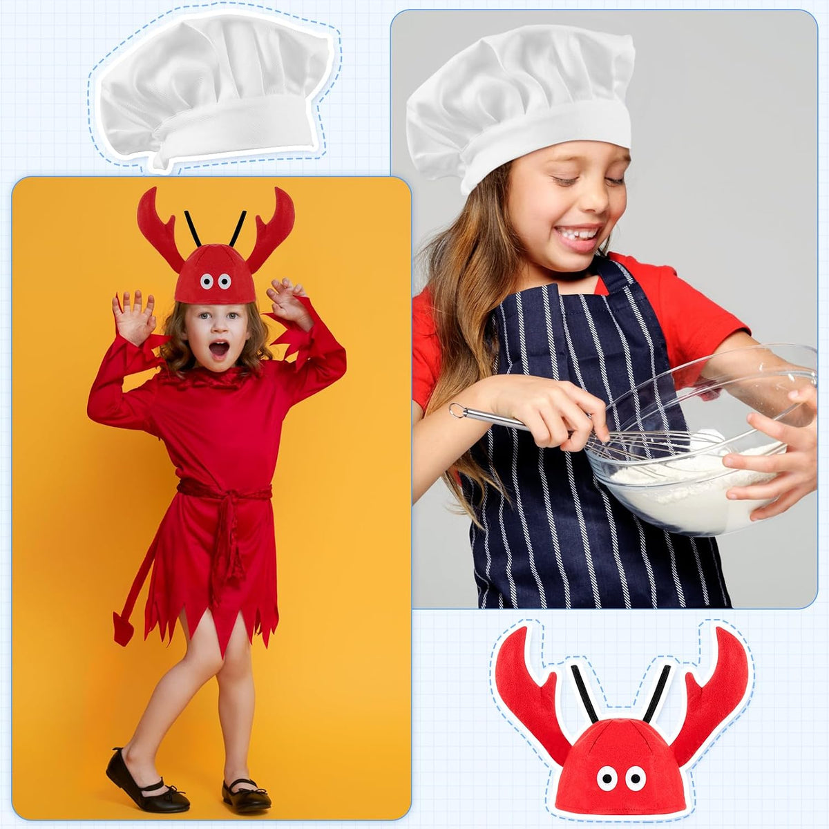 Hercicy 6 Pcs Dress Up Hats Set, Role Play Costume Caps for Party