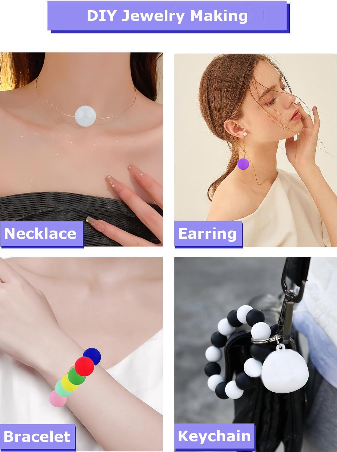 600pcs Silicone Beads, 12mm Round Silicone Beads Bulk for Keychain Making Kit...