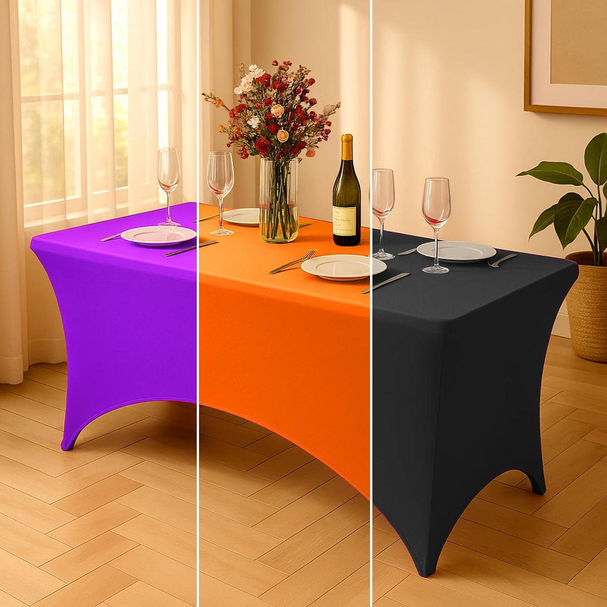 Mindsoft 3 Pack 6ft Halloween Kitchen Spandex Tablecloths