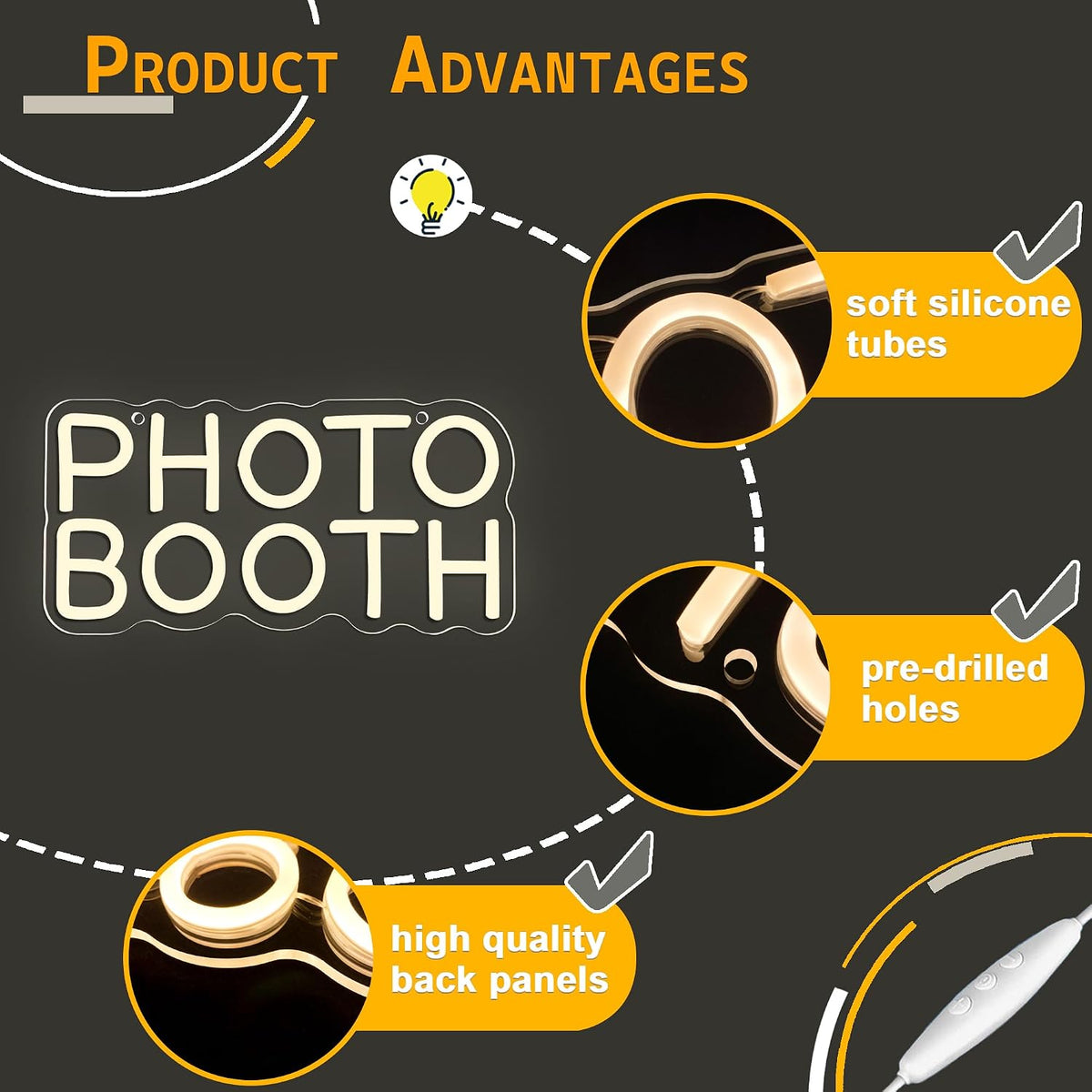 Allball Photo Booth Neon Signs for Wall Decor, Dimmable LED Photo Studio Neon...