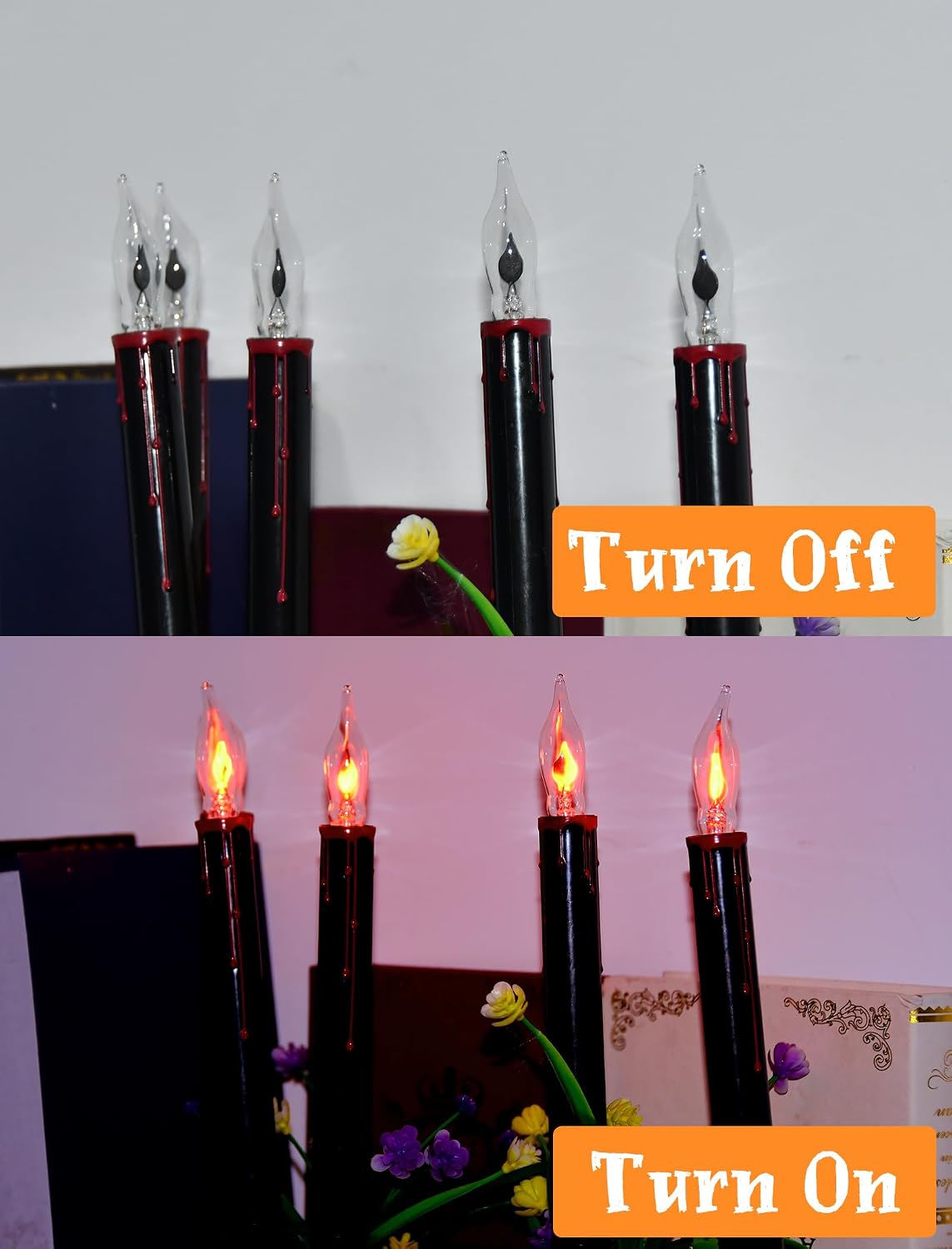 Halloween C18 Flicker Flame Pathway Lights – 19.5FT Plug-in Outdoor Candle Li...