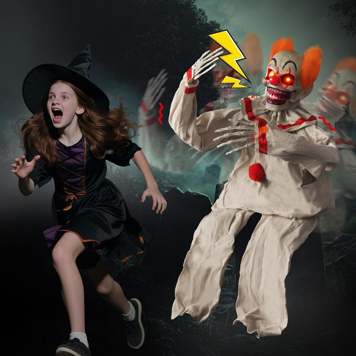 Halloween Animatronic Sitting Clown - Halloween Animated Decorations Sound Ac...