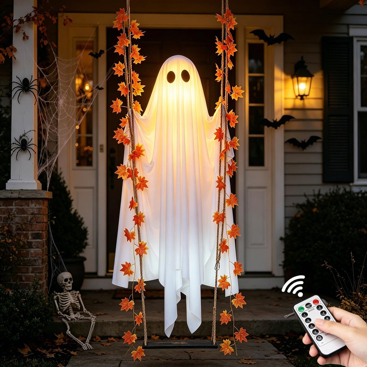 Swinging Ghost Outdoor Decor,4.4FT Halloween Decorations Outdoor Indoor with ...