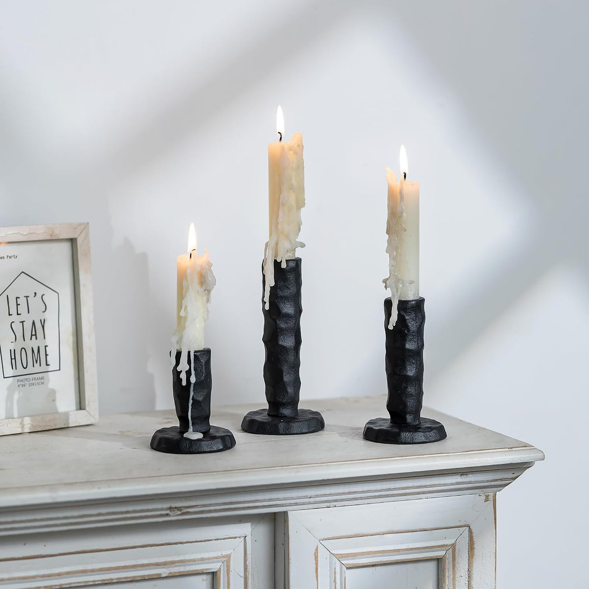 Sziqiqi Black Iron Candlstick Holders: Cast Iron Taper Candle Holder