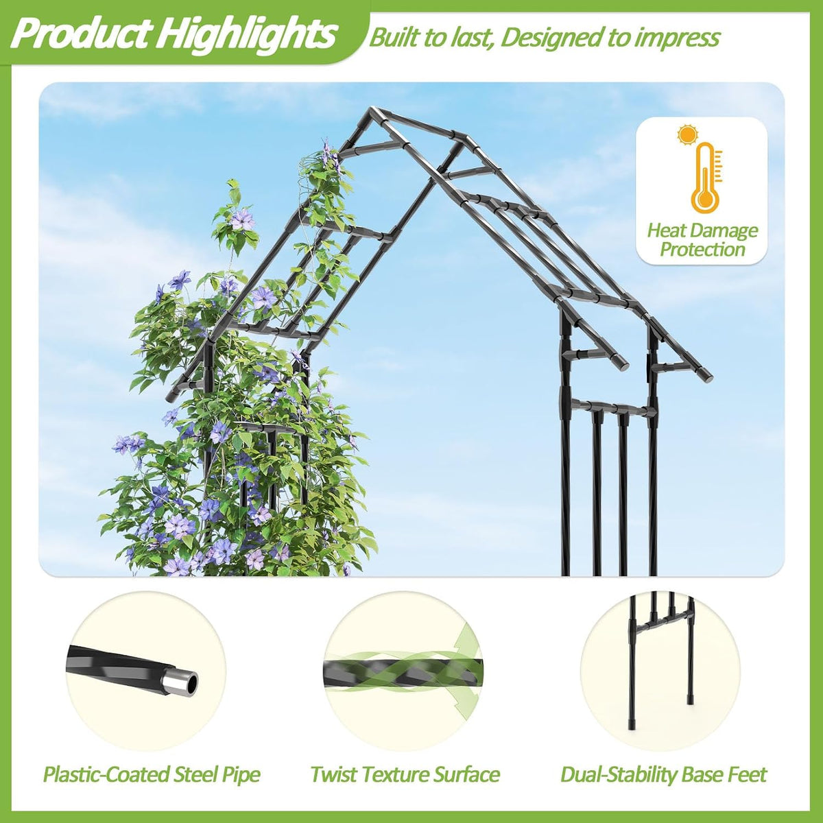 Garden Arch Trellis -48" L *98" H,Gothic Abor Trellis with Reinforc...