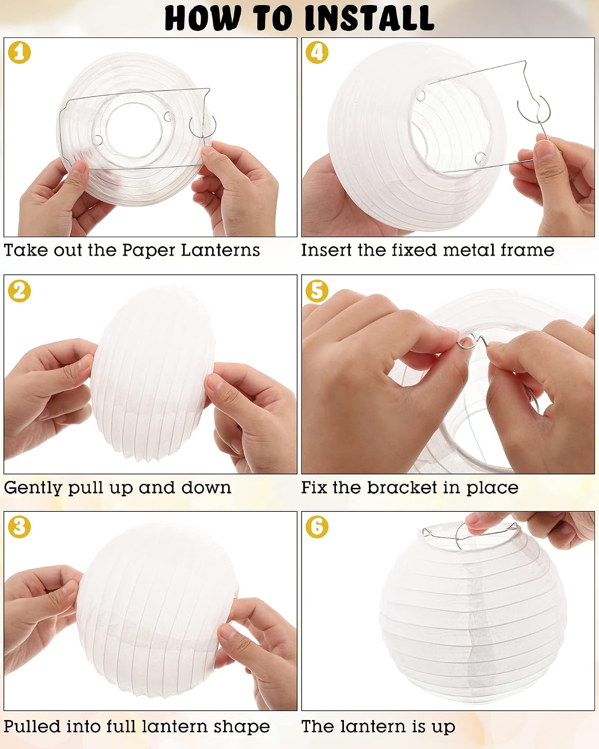 Treela Paper Lanterns Bulk, 5 Sizes, Round Chinese Lamp, White, 80 Pcs