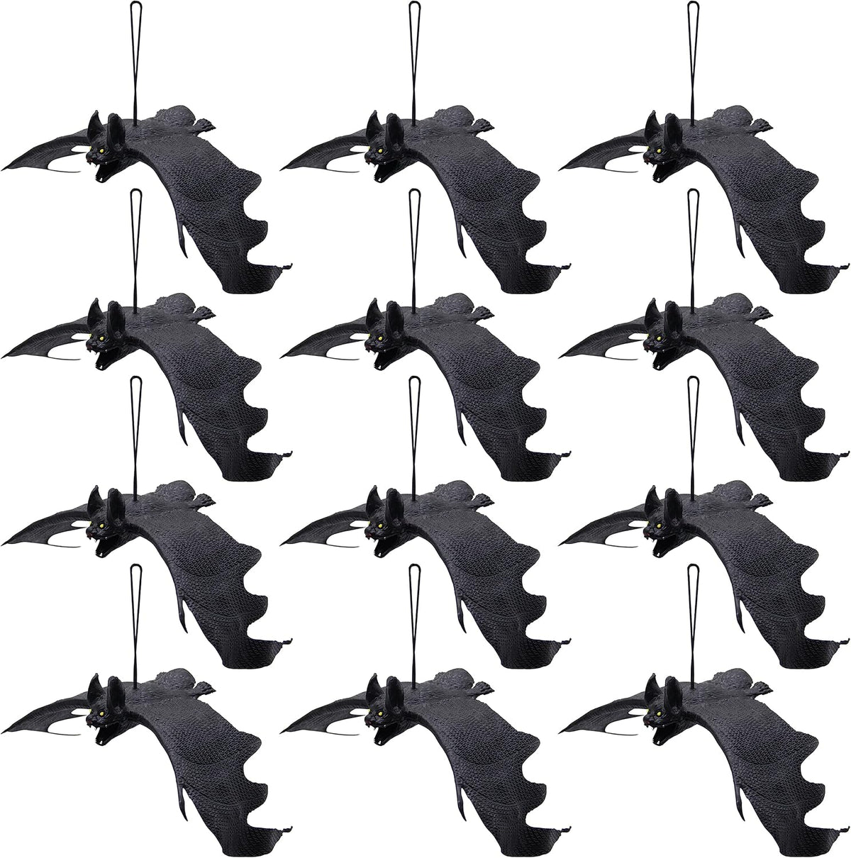 ATDAWN Halloween Hanging Bats, Rubber Bats, Realistic Looking Spooky Bats, Fl...
