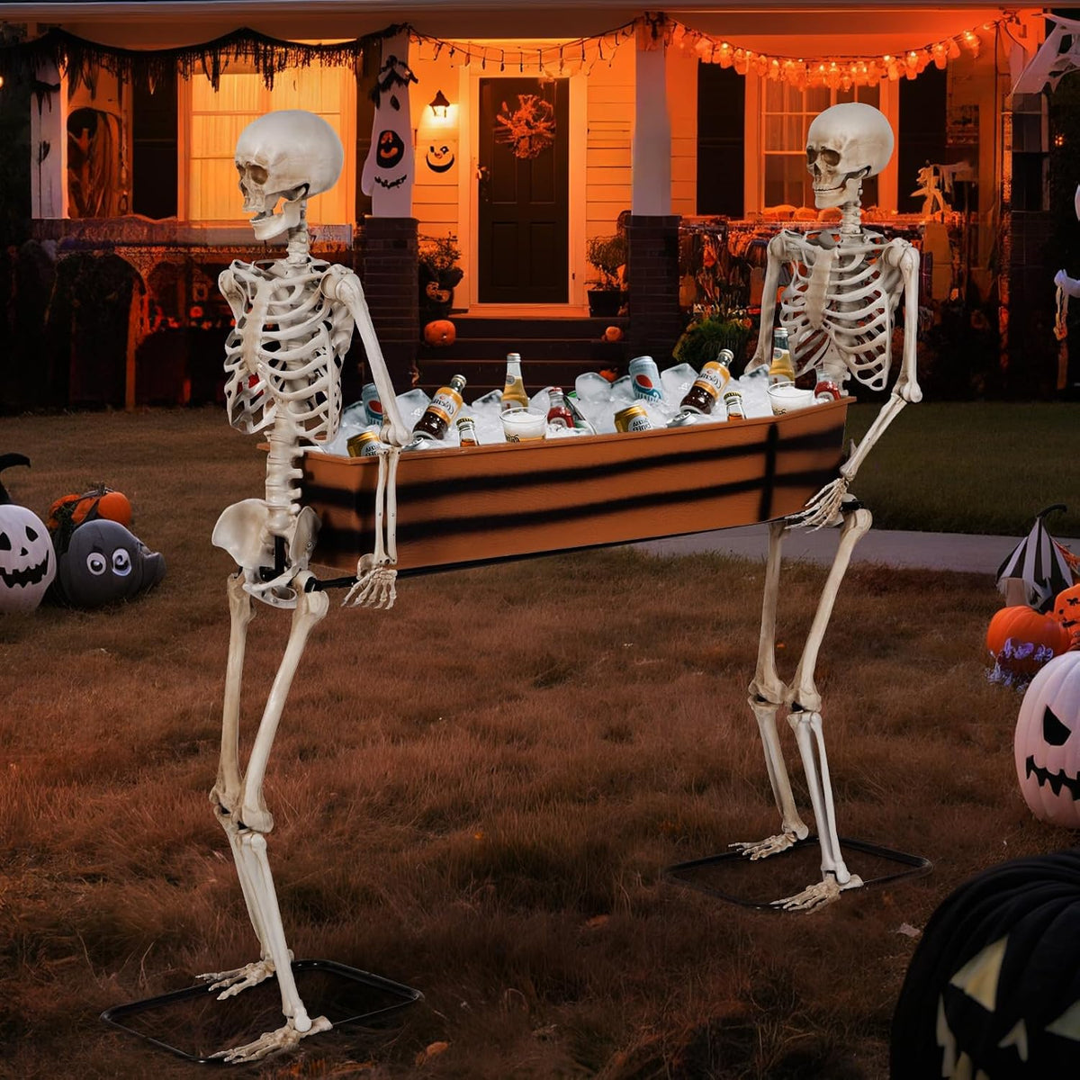Quntis Halloween Skeleton Outdoor Decorations - 5ft Posable Skeletons Carryin...