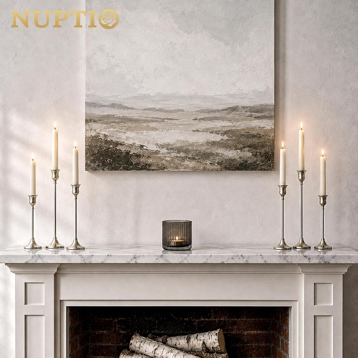 NUPTIO Candlestick Holders Vintage Centerpiece: Sold Aluminum, Set of 6