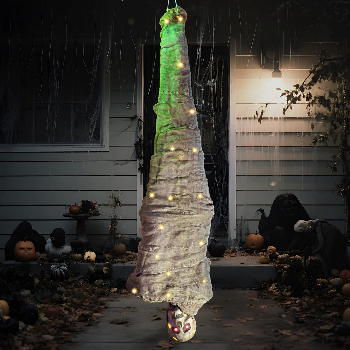 JOYIN 65" Halloween Decoration Cocoon Corpse, Animated Hanging Dead Body...