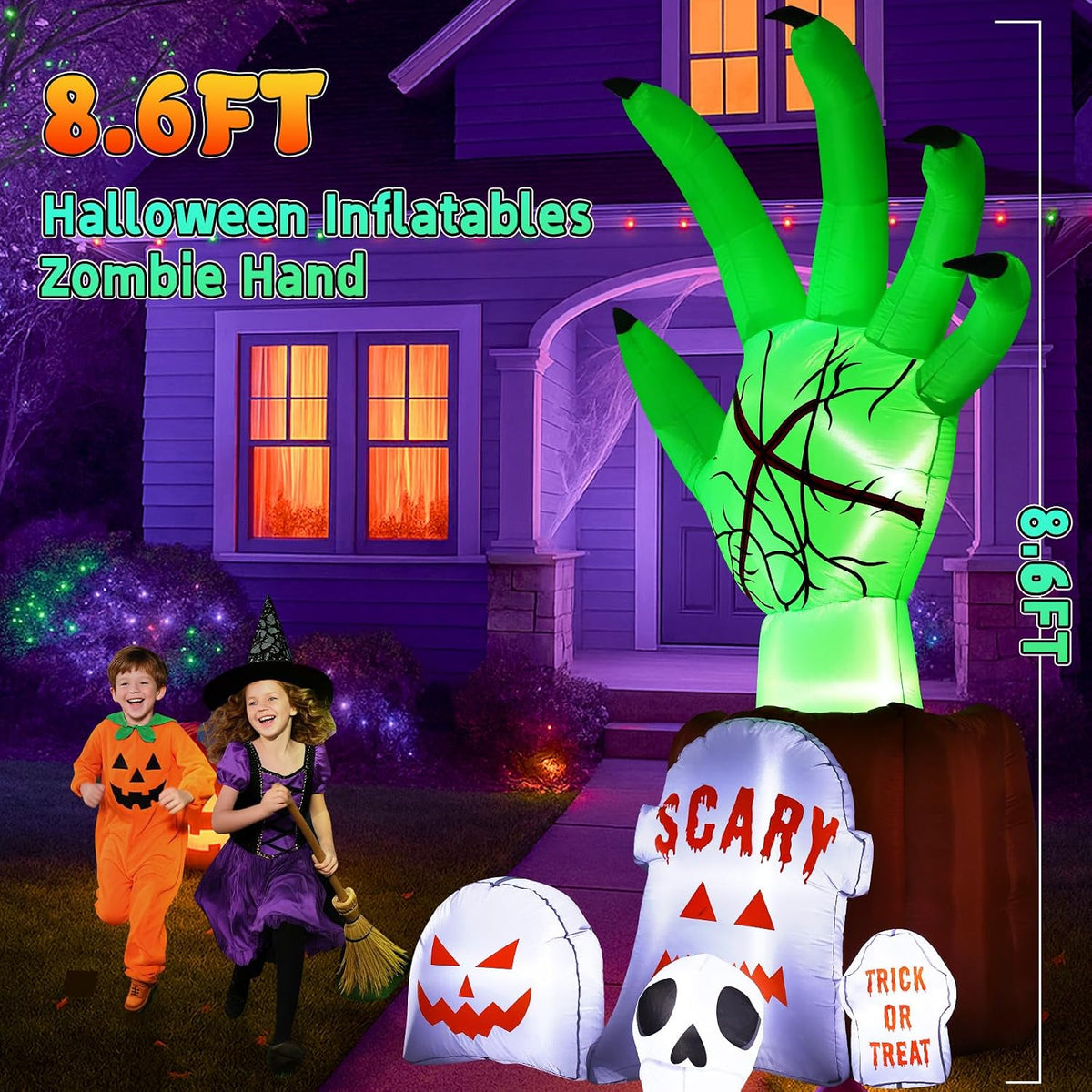 Garma 8.6 FT Halloween Inflatables Decirations Outdoor Animated Zombie Hand