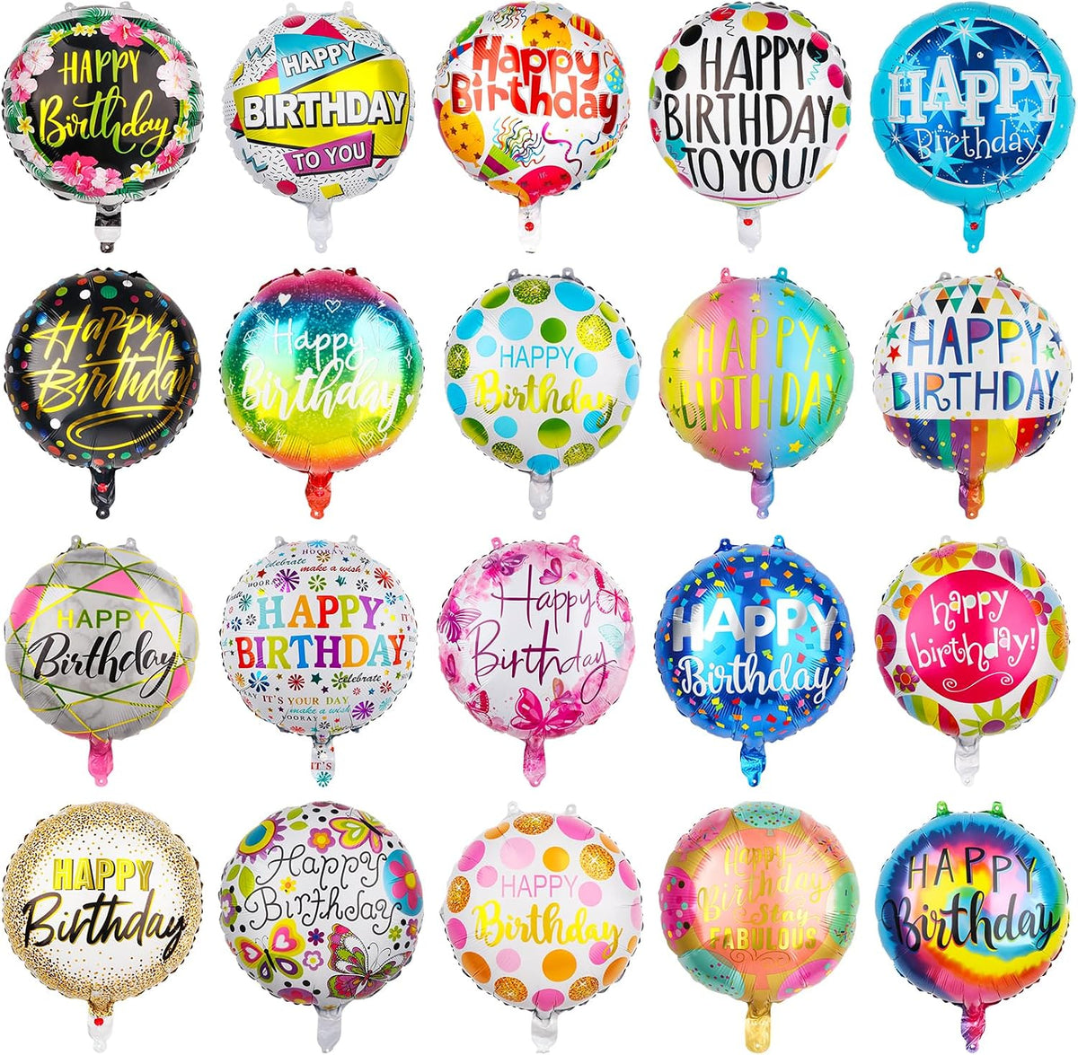 100 Pcs Happy Birthday Aluminum Foil Balloons for Birthday Party Decoration S...