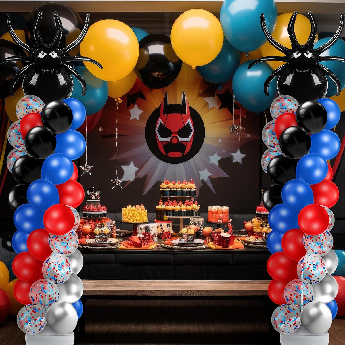 Kasyat 2 Sets Spider Balloon Column Stand Kits with 100 Latex Balloons