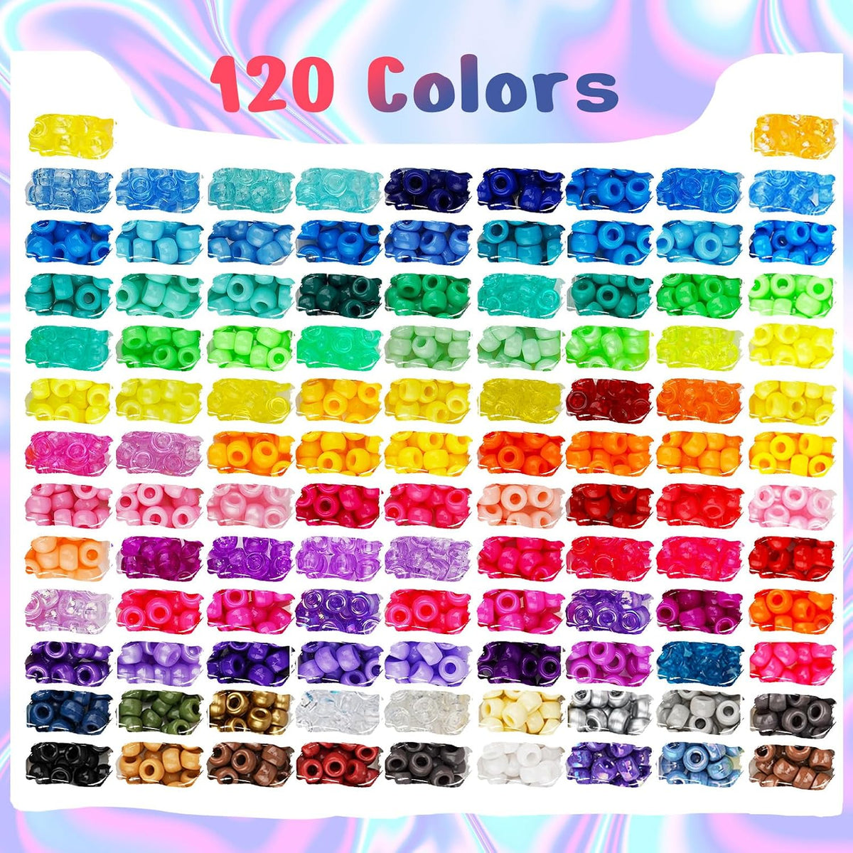Dowsabel 6 Boxes 120 Colors Pony Beads Bracelet Making Kit, Beads for Jeweley...