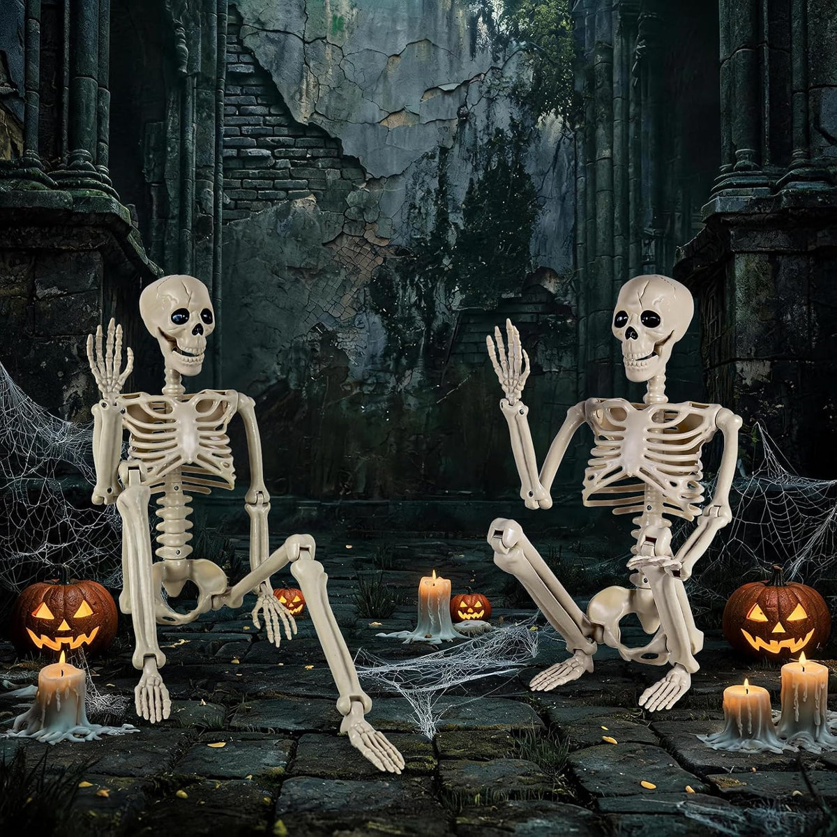 DWTS 2 Pack 36" Skeletons for Halloween - 3 Ft Life Size Human Skeleton ...