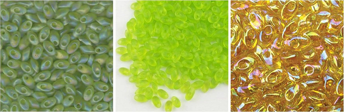 100g Grams Long Magatama Bead Mix, Miyuki. Lime, Chartreuse, Green, Midnight,...