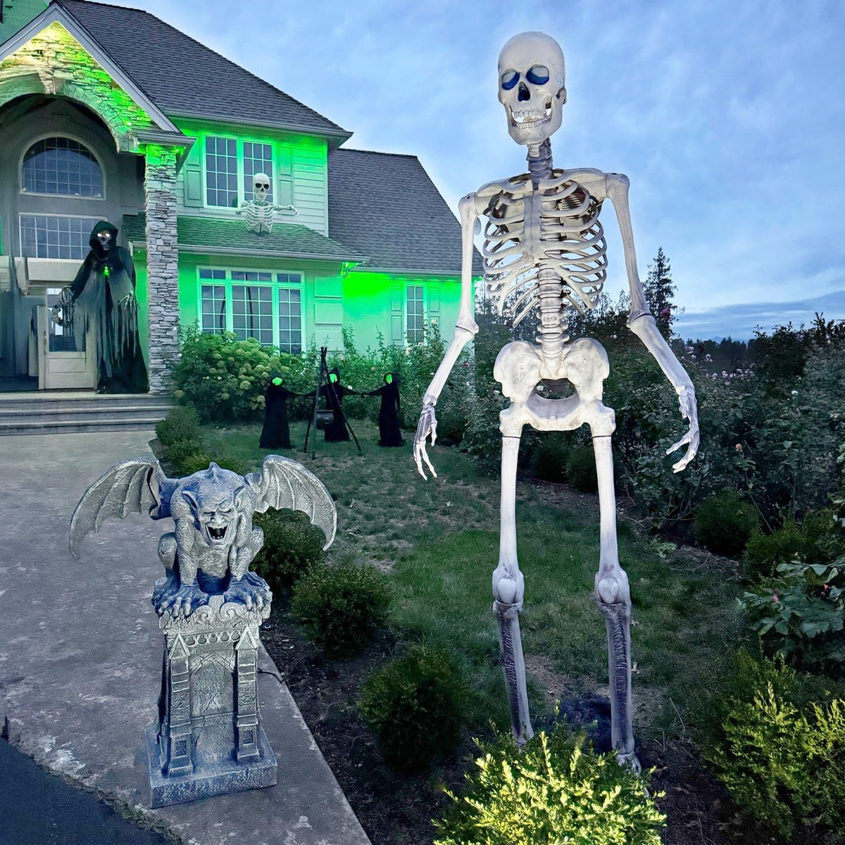 Haunted Hill Farm 8.0-Ft. Motion-Activated Towering Skeleton Animatronic
