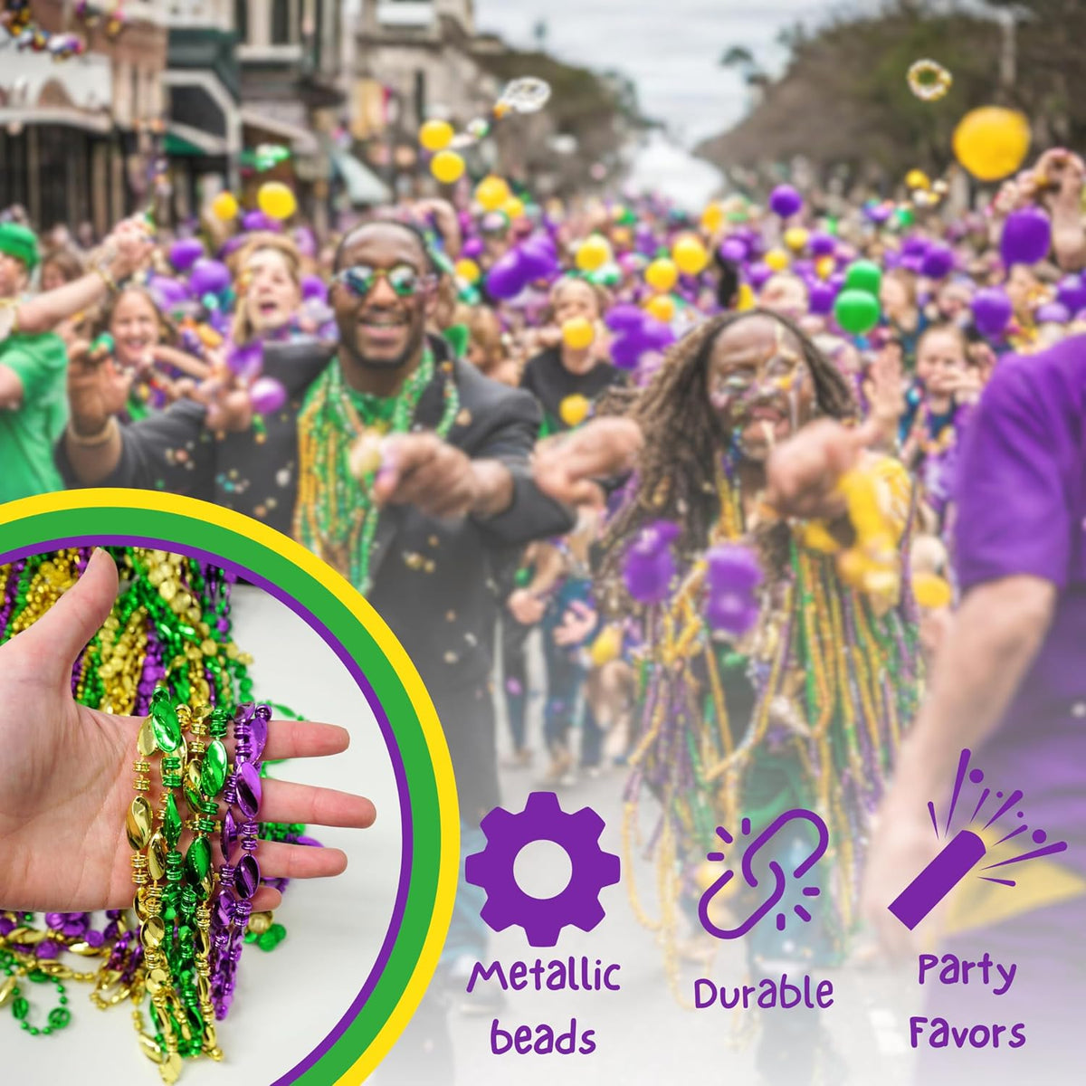 4E's Novelty Mardi Gras Beads Bulk (500 Pieces) Assorted Mardi Gras Beads...