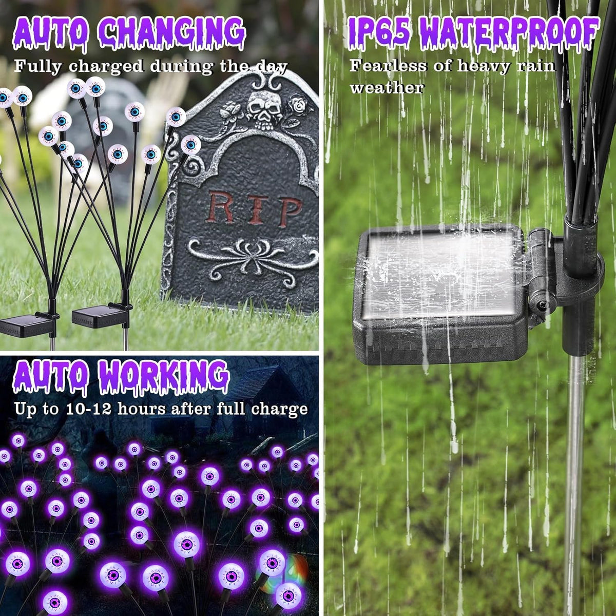 ASMAD Halloween Decorations Outdoor Solar Scary Eyeball Light,10Pack 80LEDs