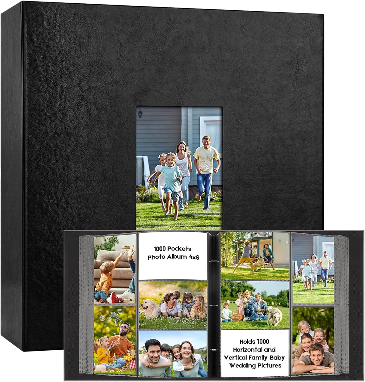 Extra Large Capacity Photo Album 4x6 Pictures Holds 1000 Photos, Black
