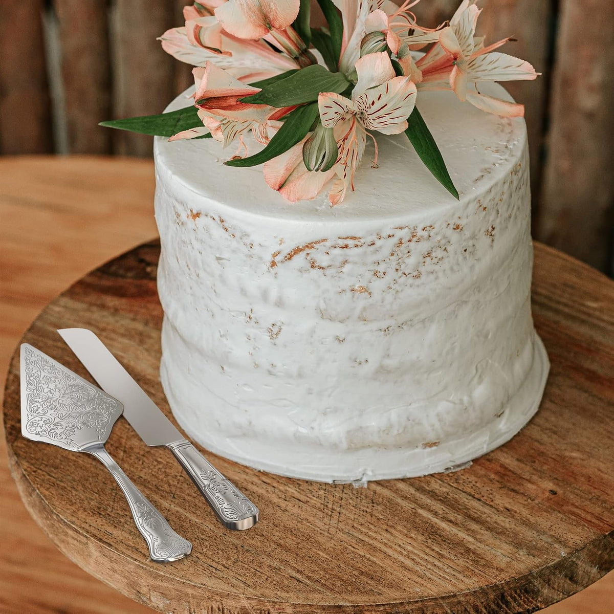 Orblue Wedding Cake Knife and Server Set - Premium, Beautifully Engraved Cutt...