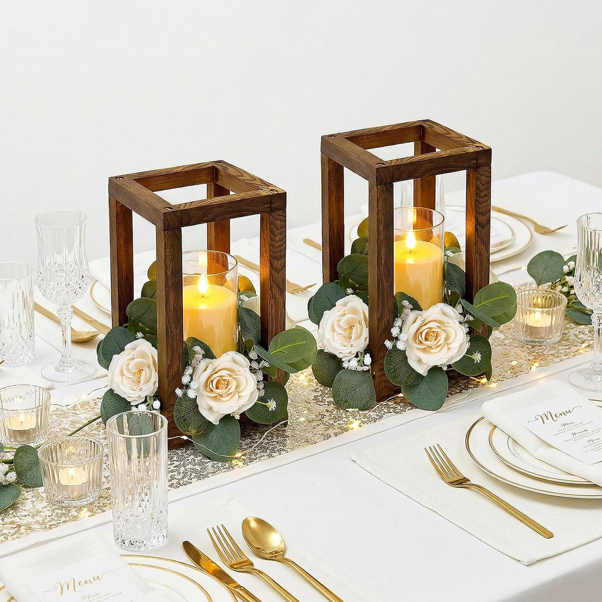 18 Pcs Wooden Lantern Centerpiece