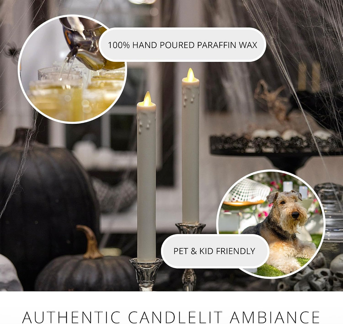 Luminara - Flameless Flickering Moving Flame Battery Operated Unscented Candl...