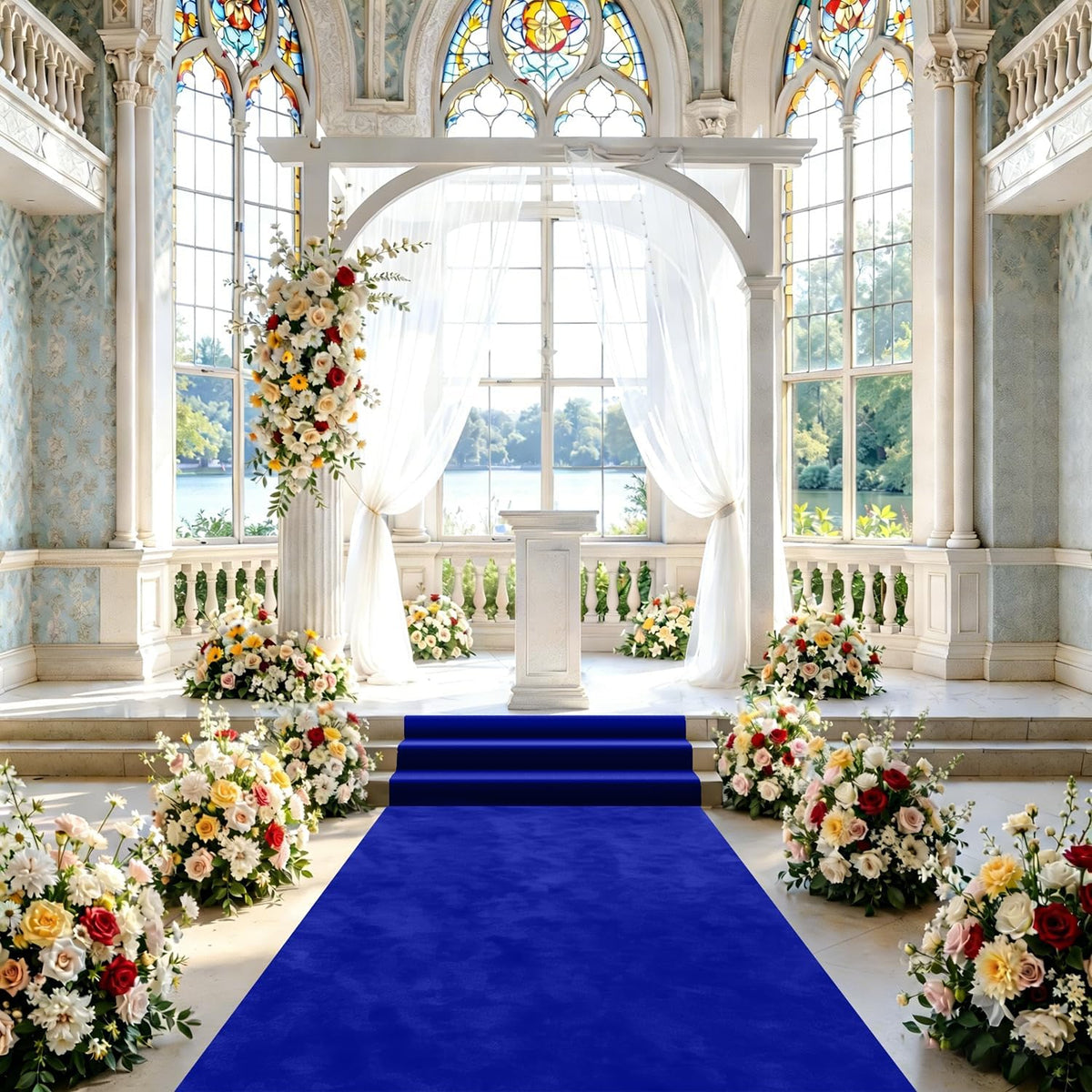 Blue Aisle Runner for Wedding Ceremony 48" x20FT Wedding Aisle Runners R...