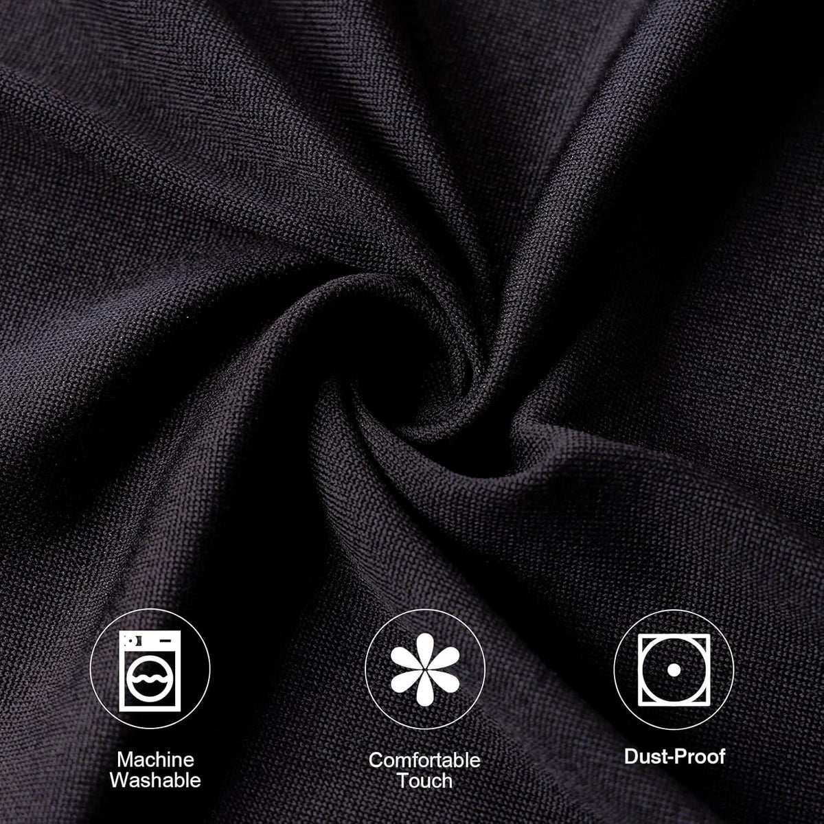 Fixwal 4 Pack Cocktail Tablecloth Bar Top Table Covers Round Black Spandex
