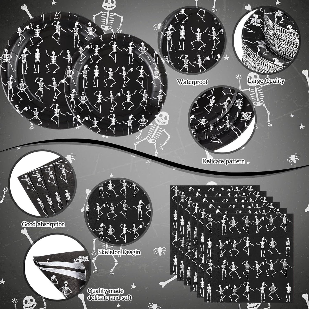 Funnymoom 452 Pcs Halloween Skeleton Party Decoration Supplies, Serves 50