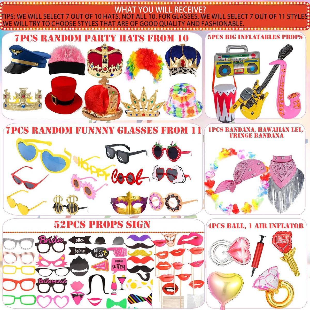 Bulk Opulent Photo Booth Props Set for Adult, Novelty Funny Hats and Glasses,...