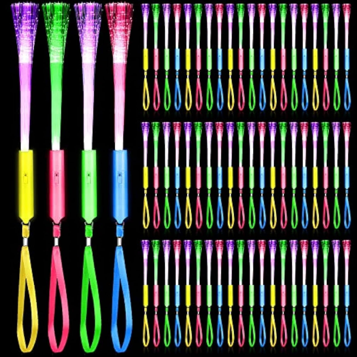 Junkin 800 Pcs Fiber Optic Wands Bulk, LED Glow Sticks with Batteries