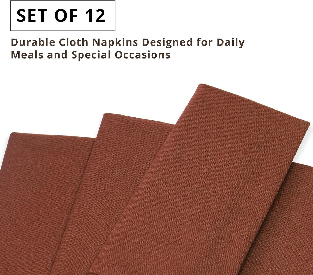 PurpleEssences Cloth Dinner Napkins 18x18 in Set of 12 - Rust