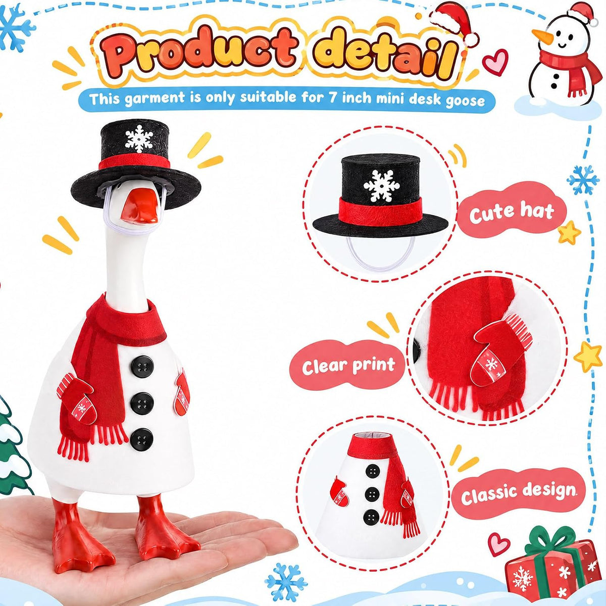 Weysat 12 Set Holiday 7 Inch Desk Goose Outfit All Seasonal, Elegant, Felt