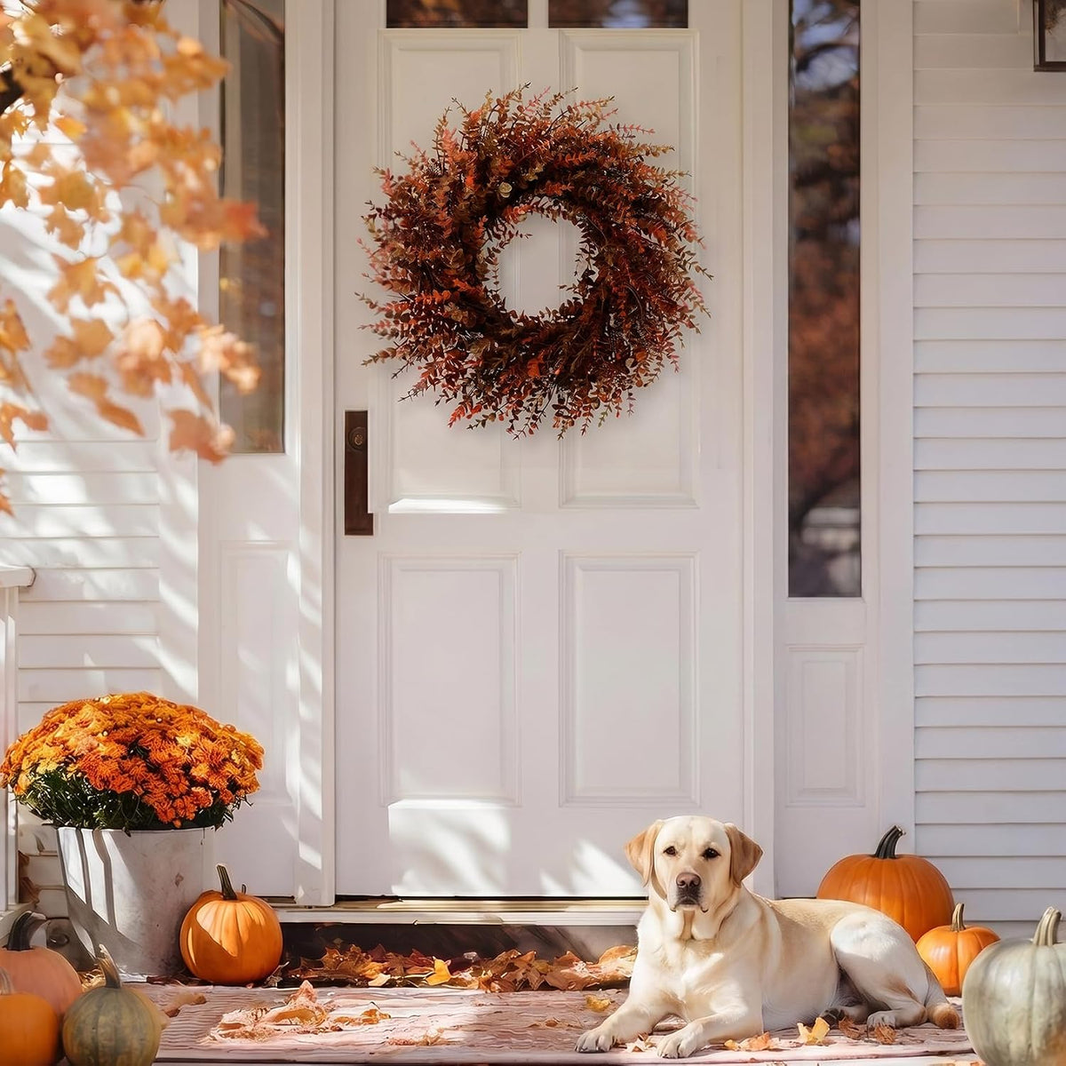 28" Fall Gradient Eucalyptus Wreaths for Front Door,Fall Decorations